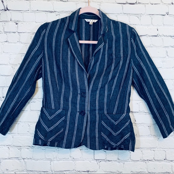 CAbi | Nautical Pin Stripped Blazer 💯 Linen - Picture 5 of 6